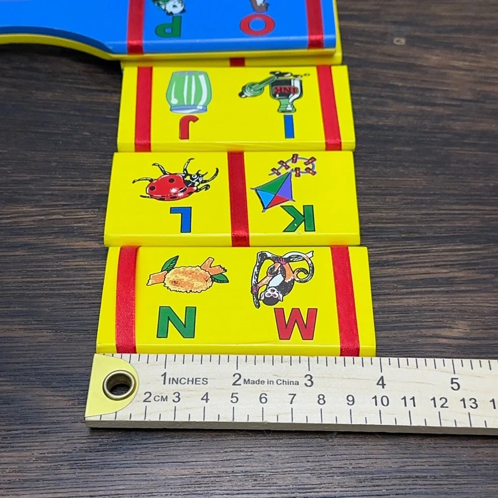 Melissa & Doug Classic Wooden ABC Jacobs Ladder Alphabet Fidget Toy Blue Yellow